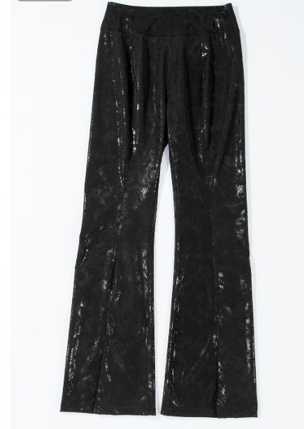 Black Faux Leather Splits High Waist Leggings