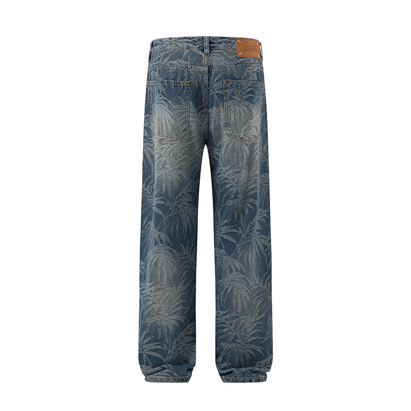 Men's Loose Straight Hawaii Beach Printing Wide Leg Pants