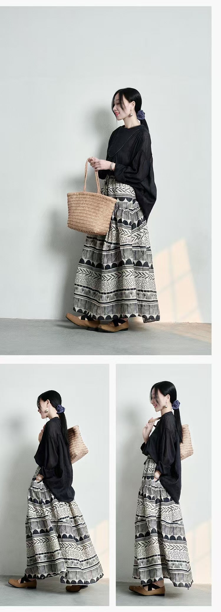 Color Contrast Patchwork Skirt Design Sense Niche Slimming Large Hem A- Line Dress