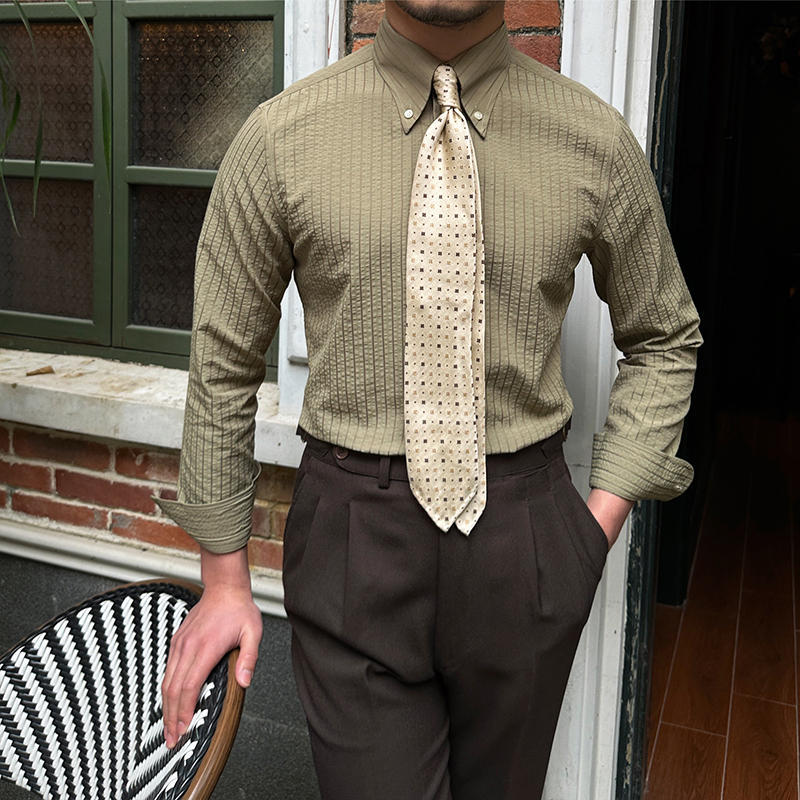 Men's Breathable Casual Seersucker Long-sleeved Shirt