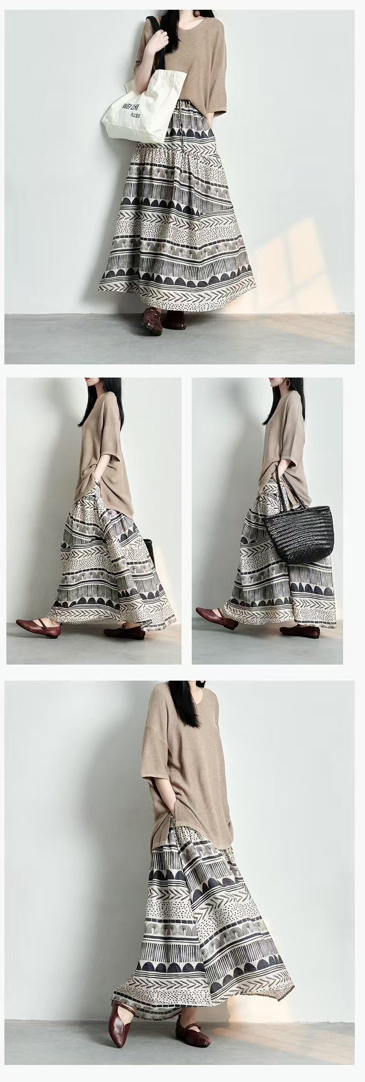 Color Contrast Patchwork Skirt Design Sense Niche Slimming Large Hem A- Line Dress