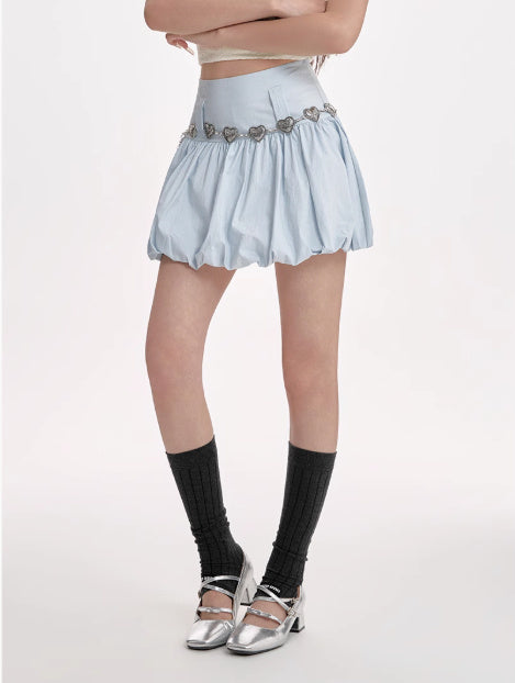 High Waisted Slimming A-line Skirt With Fluffy Flower Buds