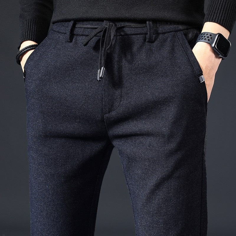 Style Autumn Brushed Casual Straight Business Middle-aged Father Men's All-matching Slim-fitting Long Pants