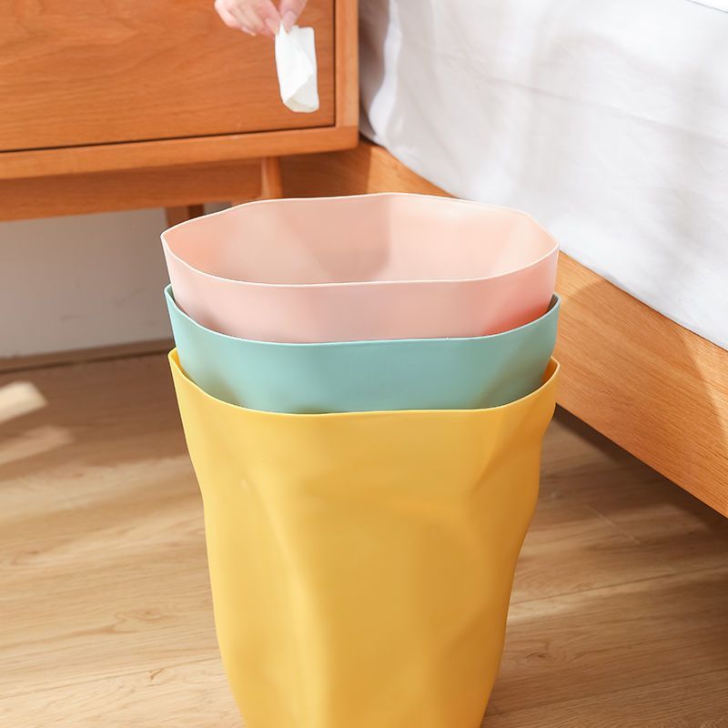 Pleated Trash Can Household Supermarket Dormitory And Living Room Bathroom Creative Trash