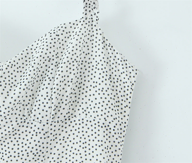 Retro Cotton Halter Mid-length Dress