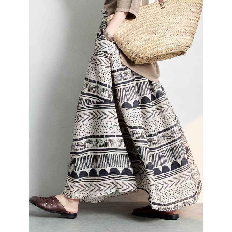 Color Contrast Patchwork Skirt Design Sense Niche Slimming Large Hem A- Line Dress