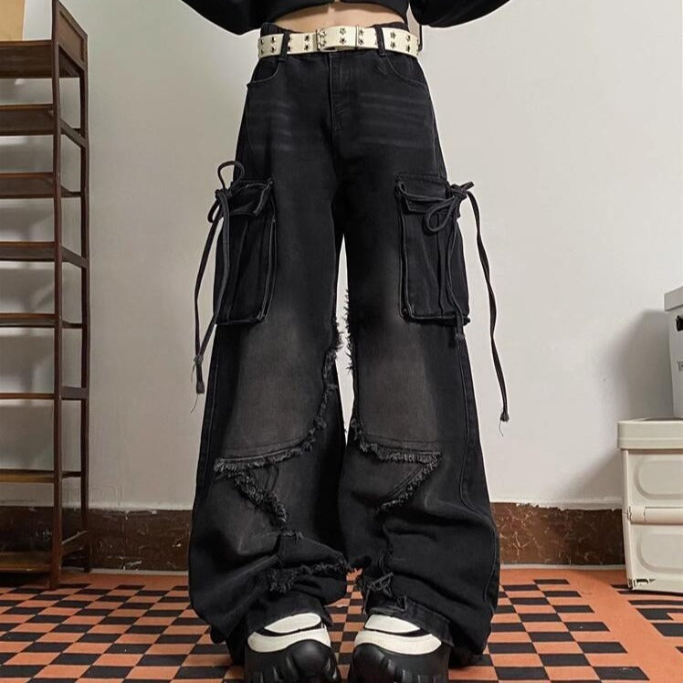 Spring And Autumn American Retro XINGX Jeans Women's Multi-pocket