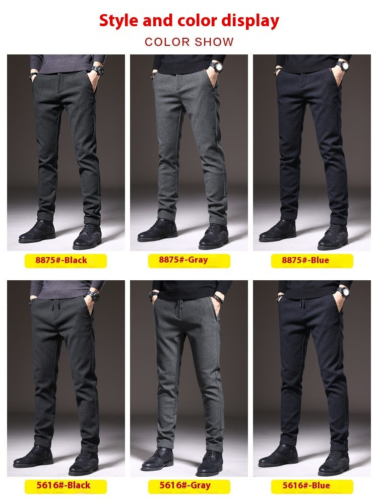 Style Autumn Brushed Casual Straight Business Middle-aged Father Men's All-matching Slim-fitting Long Pants