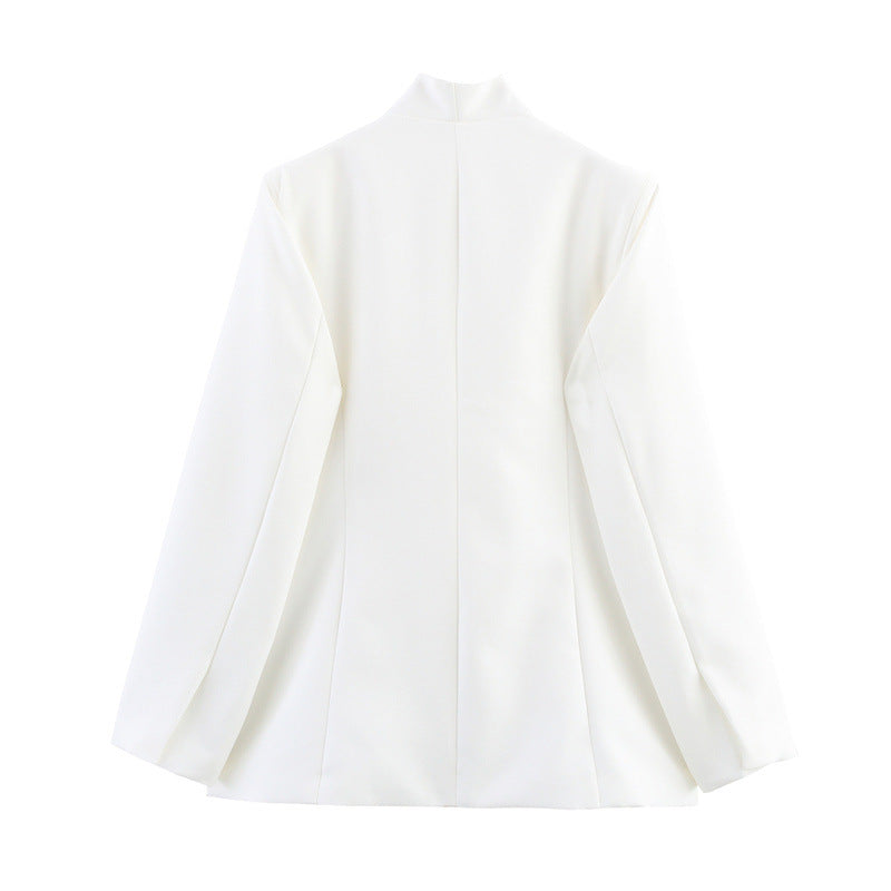 Solid Color Slim-fit Buttoned Long Sleeve Suit Coat