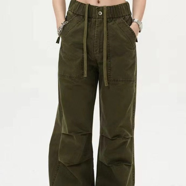 Gray Pants Leg Knee Pleated Niche Design Jeans