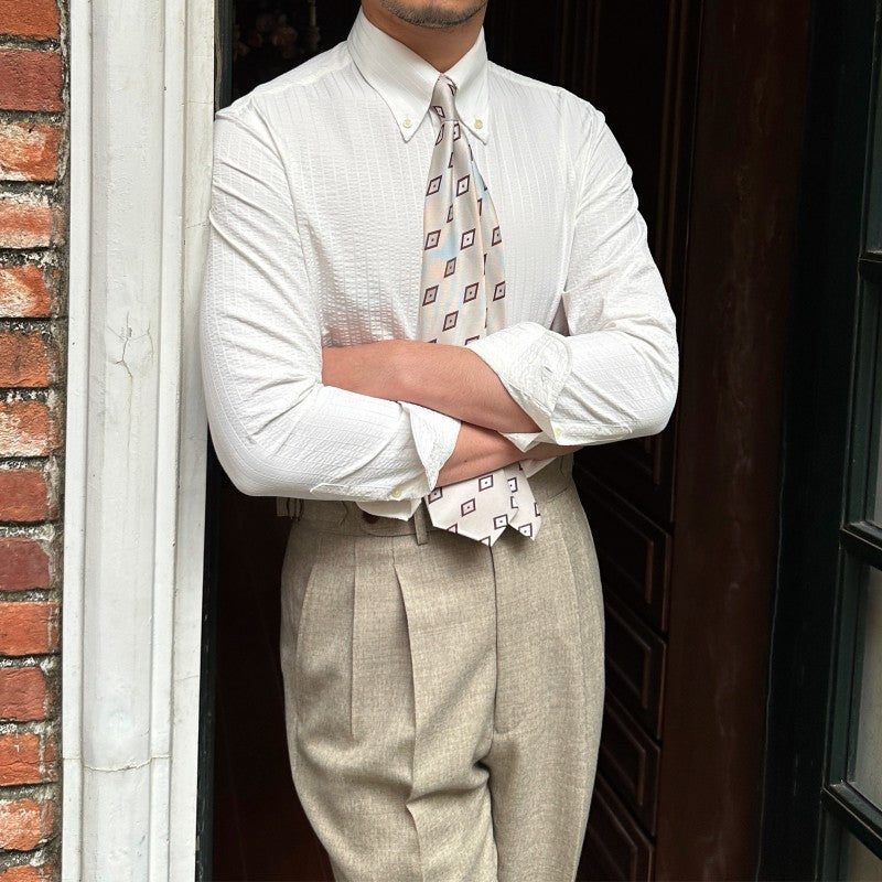 Men's Breathable Casual Seersucker Long-sleeved Shirt