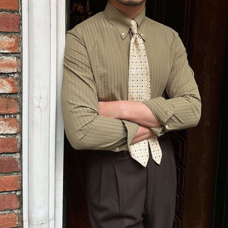 Men's Breathable Casual Seersucker Long-sleeved Shirt