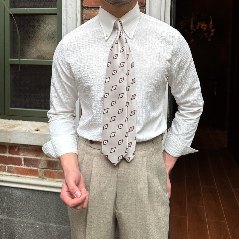 Men's Breathable Casual Seersucker Long-sleeved Shirt