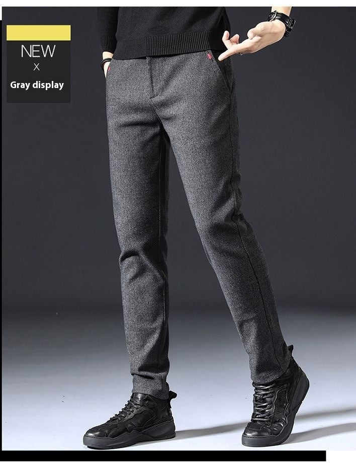 Style Autumn Brushed Casual Straight Business Middle-aged Father Men's All-matching Slim-fitting Long Pants