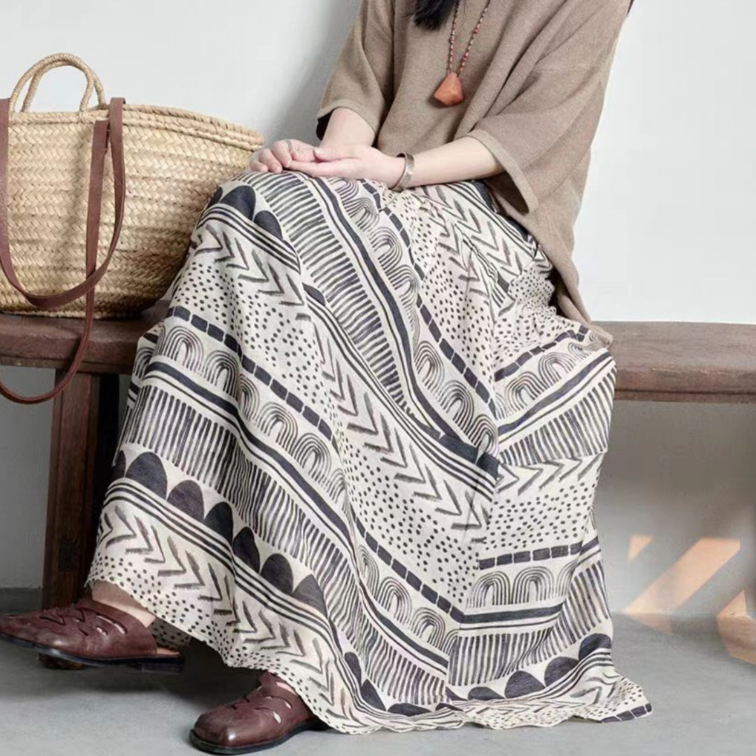 Color Contrast Patchwork Skirt Design Sense Niche Slimming Large Hem A- Line Dress