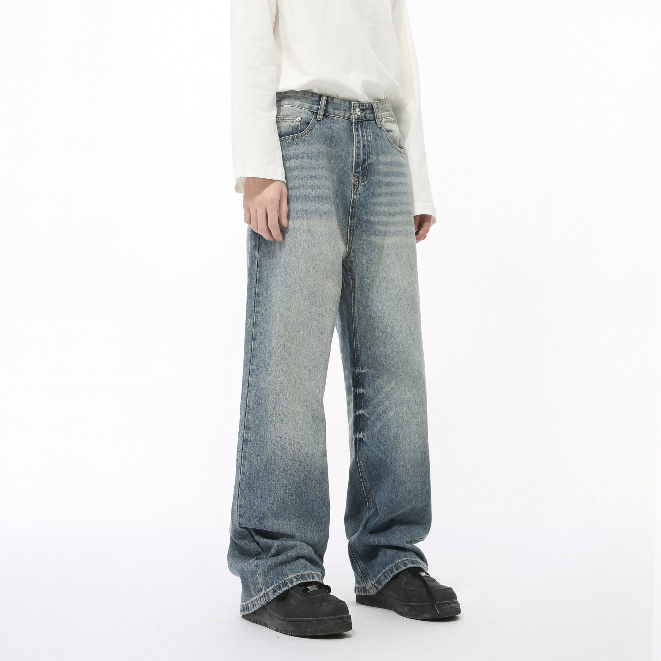 Men's Autumn New Product Loose Straight Washed Jeans