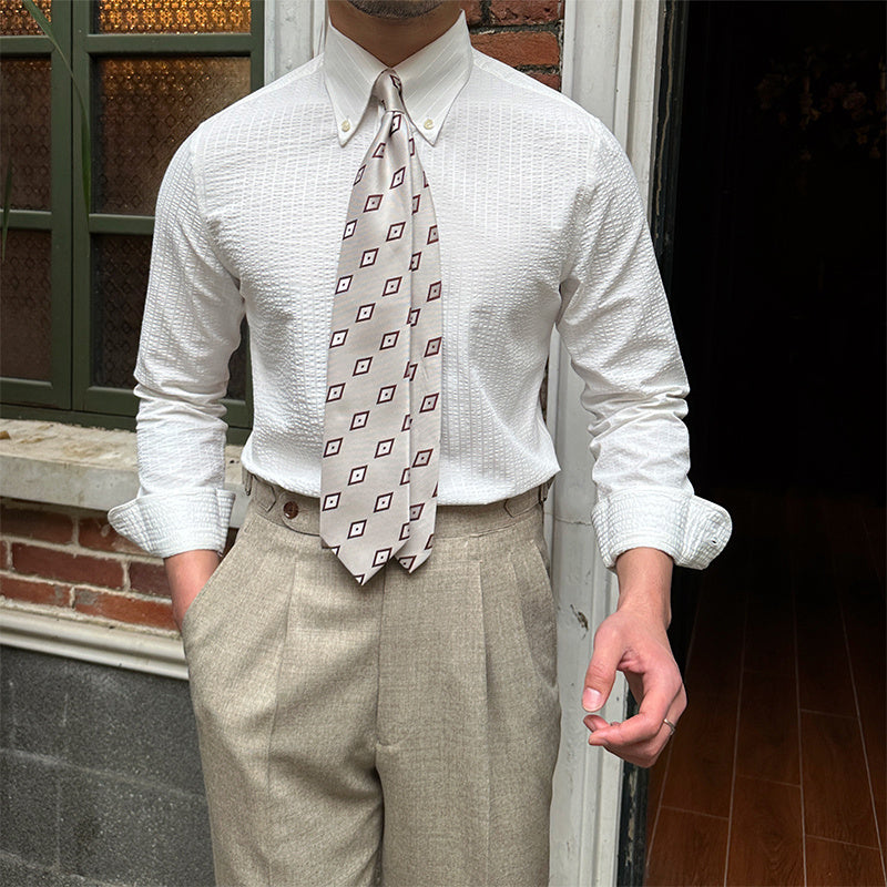 Men's Breathable Casual Seersucker Long-sleeved Shirt