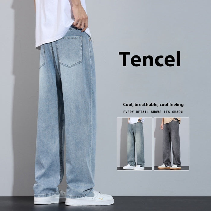 Straight Casual Ice Oxygen Bar Ice Silk Wide Leg Trousers